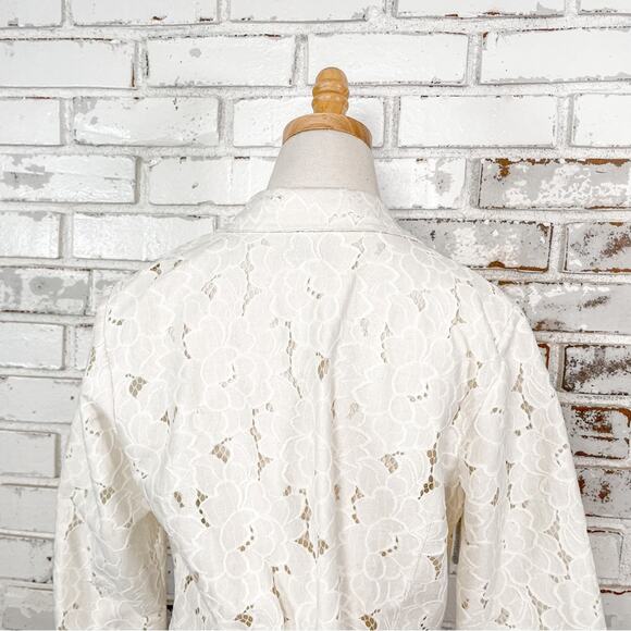 Cabi Portrait Cream Ivory Crochet Floral Lace 3/4 Sleeve Cottagecore Blazer M - Picture 5 of 10